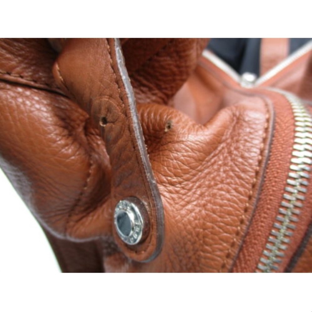 SANDRO brown pebbled leather suede detail bag - Picture 7 of 8